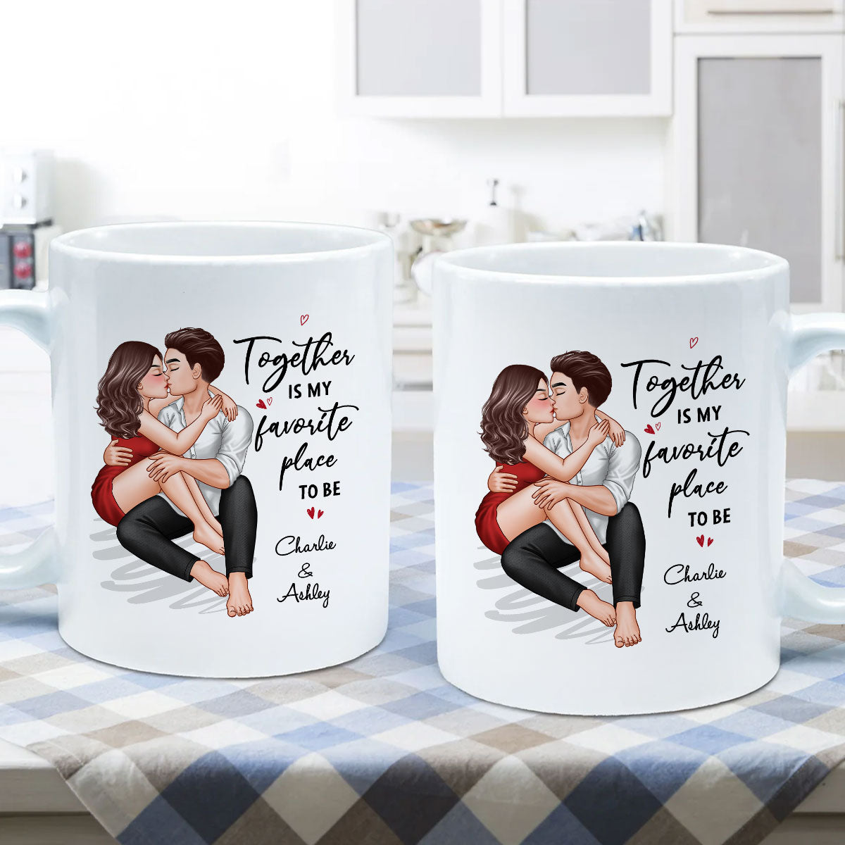 Couple Embrace & Kiss Gift For Him For Her Personalized Mug