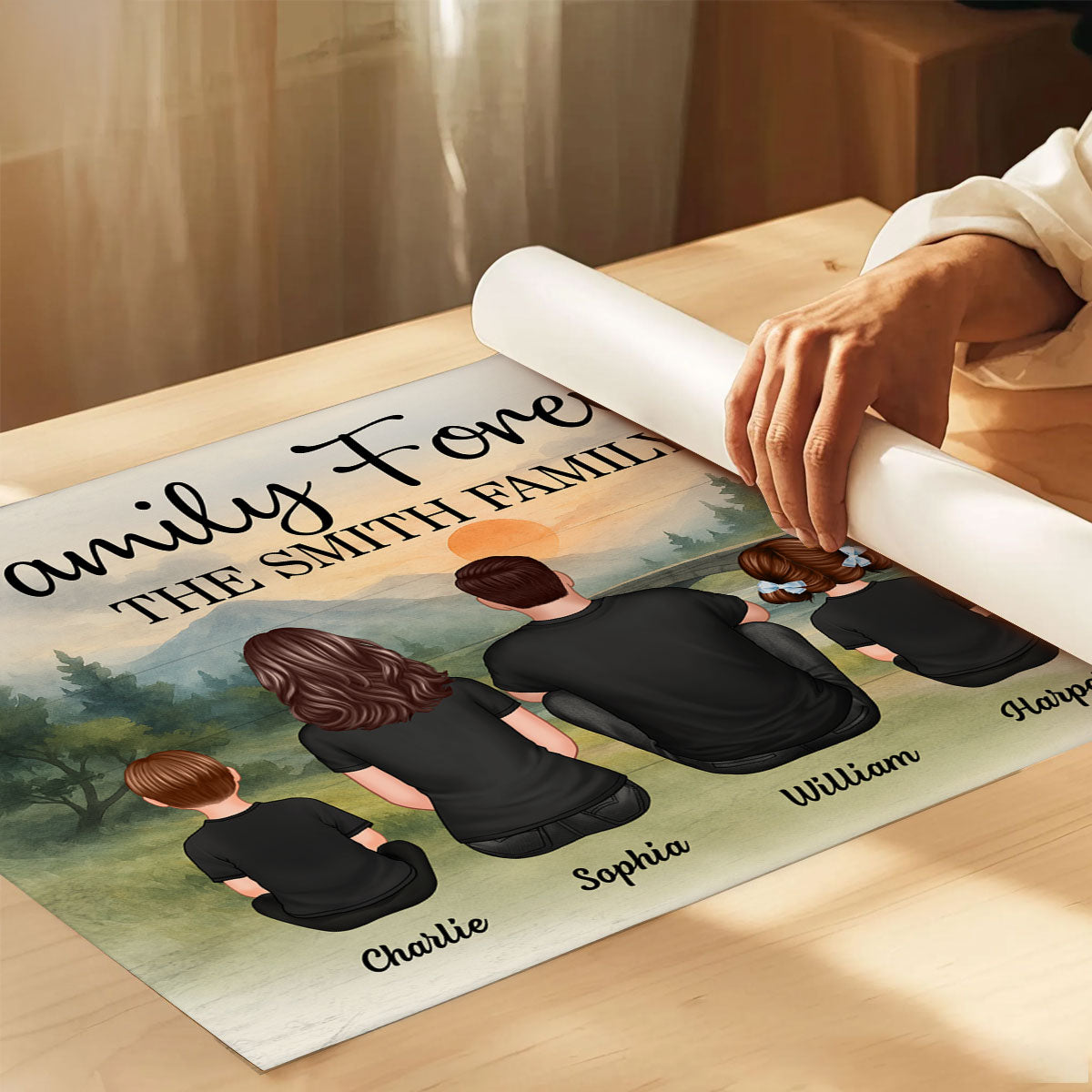 Mountain Landscape Family Forever Personalized Poster, Gift For Family, Dad, Mom