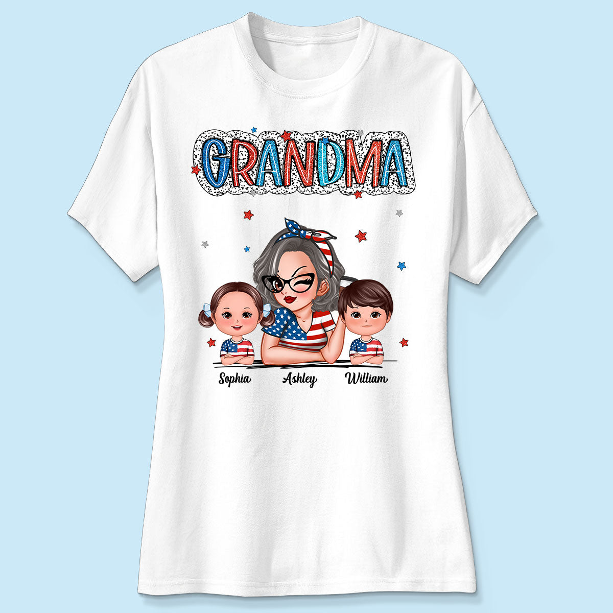 4th Of July Grandma And Grandkids Personalized Shirt, America Independence Day