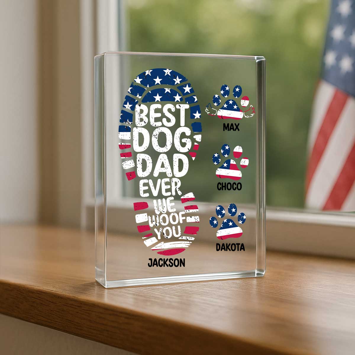 Best Dog Dad Ever We Woof You Personalized Acrylic Block Plaque, Father's Day Gift for Dog Dads
