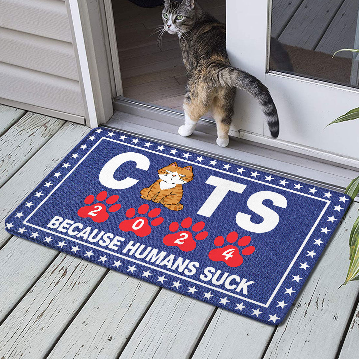 Vote For Cats Because Humans Suck, Personalized Welcome Mat