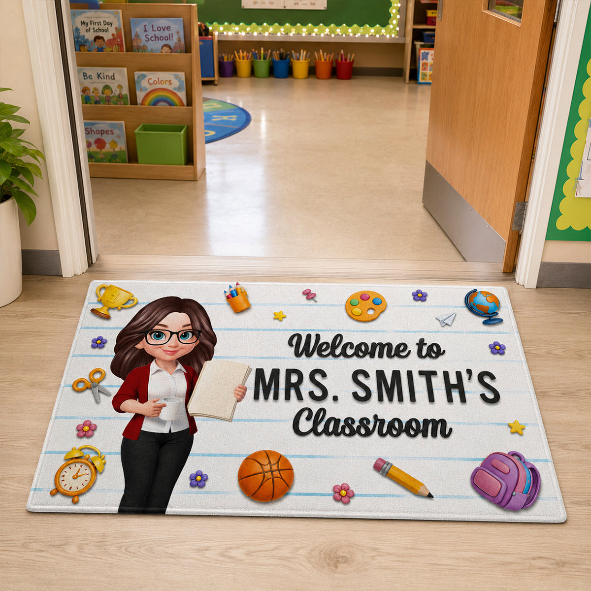 Cute Teacher Welcome Classroom - Personalized Doormat - Back To School Gift For Teacher, Classroom Decor