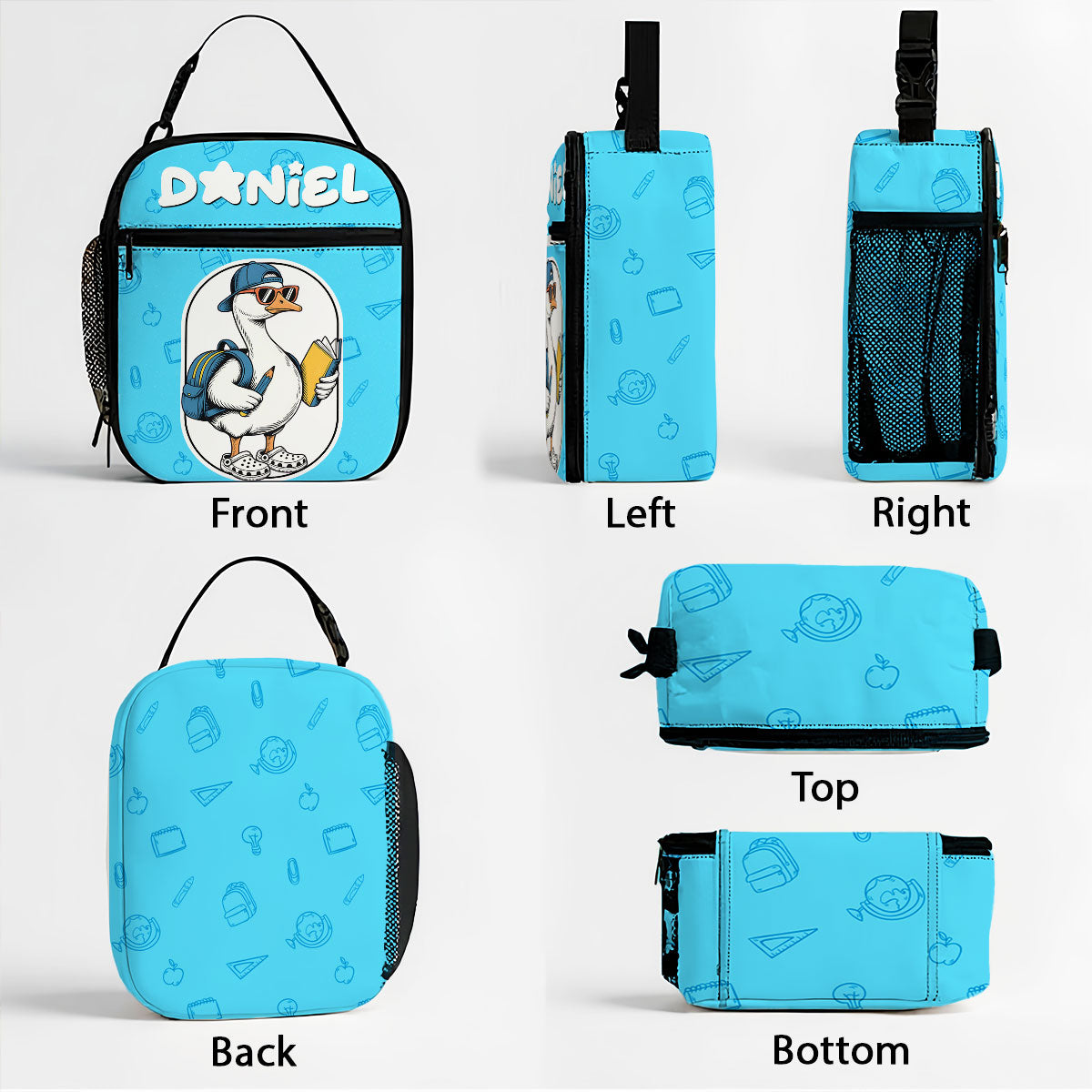 Back to School Goose Personalized Insulated Lunch Bag for Boy Girl