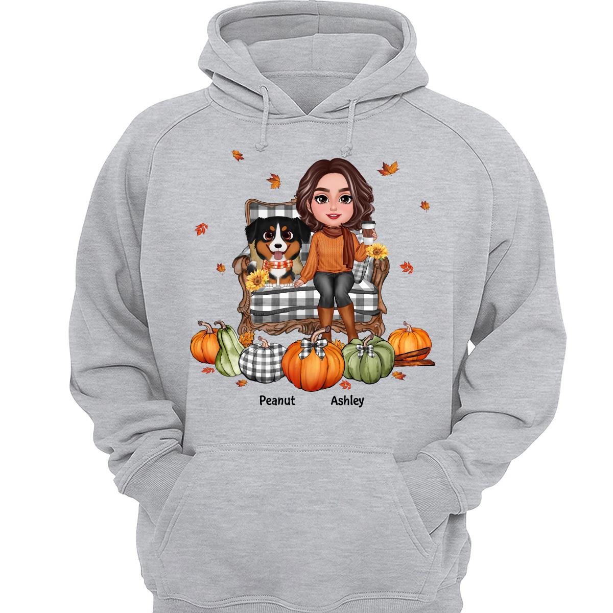 Fall Season Dog Mom On Chair Watercolor Cute Dogs Personalized Shirt