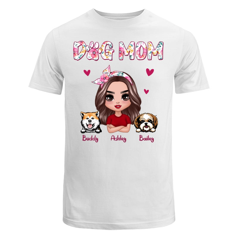 Dog Mom Pink Floral Words Gift For Dog Lovers Personalized Shirt