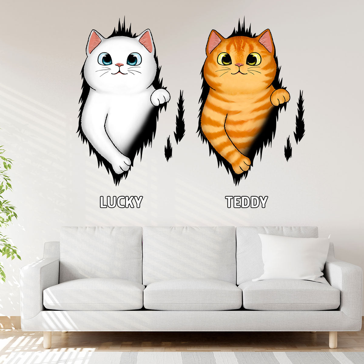 Cats Tearing Funny Decor On Car Window Fridge Personalized Decal