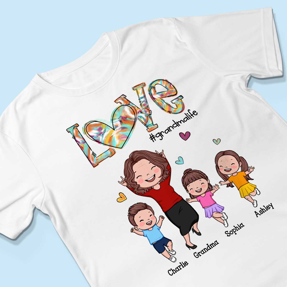 LOVE Grandma Life Colorful Painting Heart Personalized Shirt