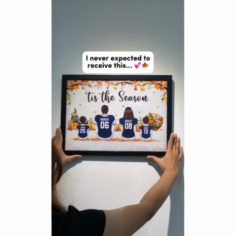 Fall Season Football Family Sitting Personalized Poster, Gift For Husband, Wife, Dad, Mom