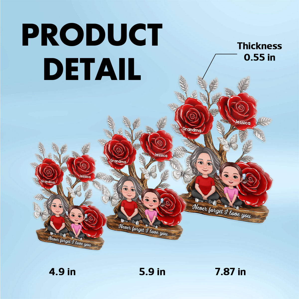 Mom Grandma & Kids Sitting Under Tree With Roses Personalized Acrylic Block Plaque