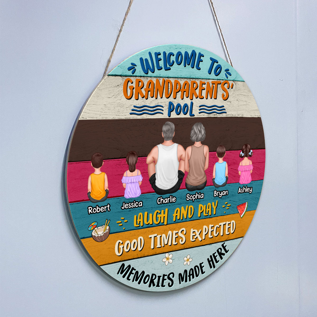 Welcome To Grandparents‘ Pool Summer Personalized Wooden Pool Sign