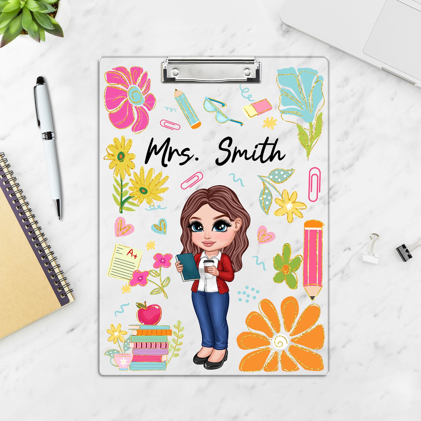 Boho Floral Teacher Personalized Clipboard, Teacher Appreciation Gift, , End Of Year Gift, Back To School Teacher Supplies