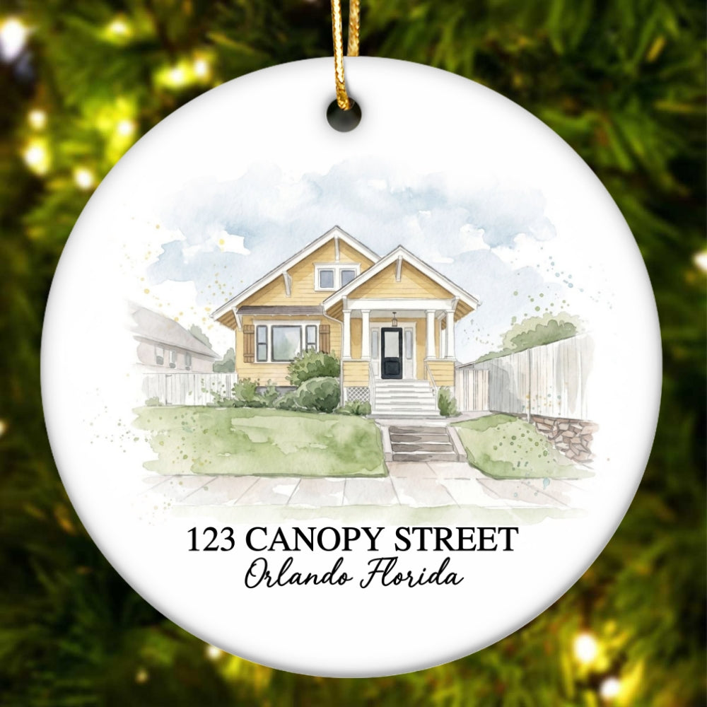 Custom Watercolor House From Photo - Personalized Ceramic Ornament - Christmas Ornament Gift, Housewarming