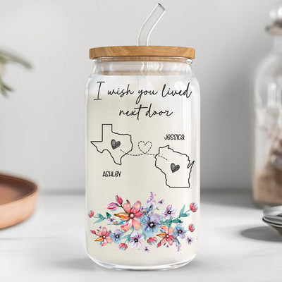I Miss Your Face Personalized Glass Can, Best Friend Wine Glass, Long Distance Friendship Gift