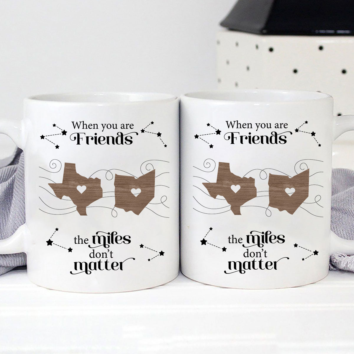 Long Distance Family Friends Siblings Sisters Besties Personalized Mug, Togetherness Christmas Gift