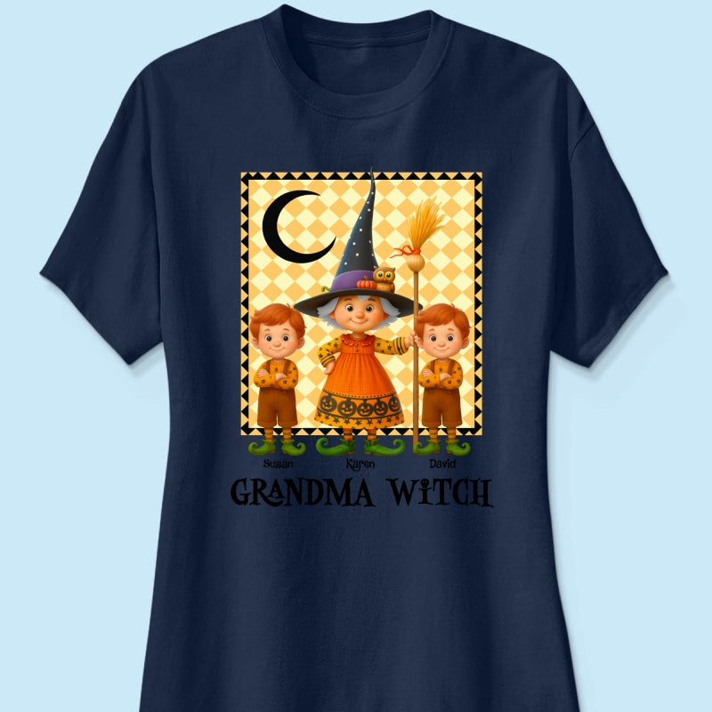 Grandma Witch & Cute Grandkids Personalized Sweatshirt, Halloween Cozy Fall Sweatshirt for Grandma