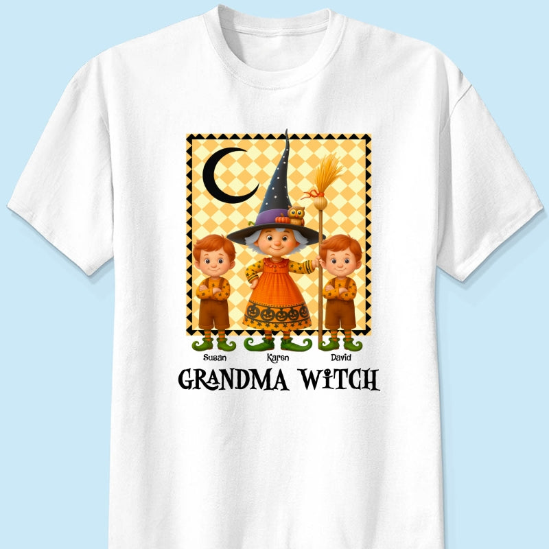 Grandma Witch & Cute Grandkids Personalized Sweatshirt, Halloween Cozy Fall Sweatshirt for Grandma