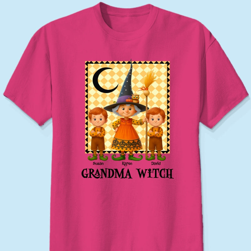 Grandma Witch & Cute Grandkids Personalized Sweatshirt, Halloween Cozy Fall Sweatshirt for Grandma