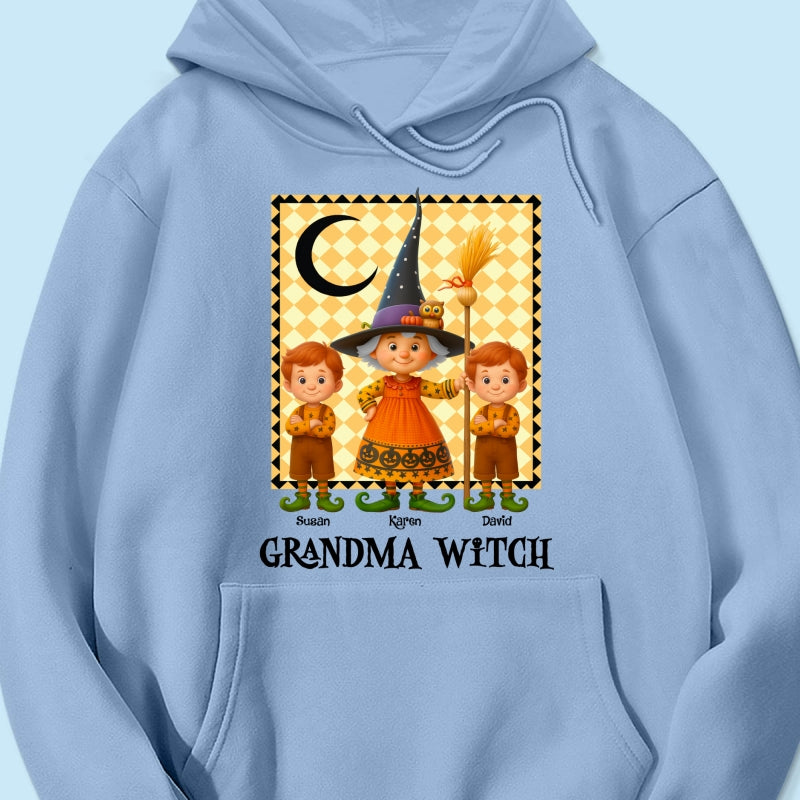 Grandma Witch & Cute Grandkids Personalized Sweatshirt, Halloween Cozy Fall Sweatshirt for Grandma