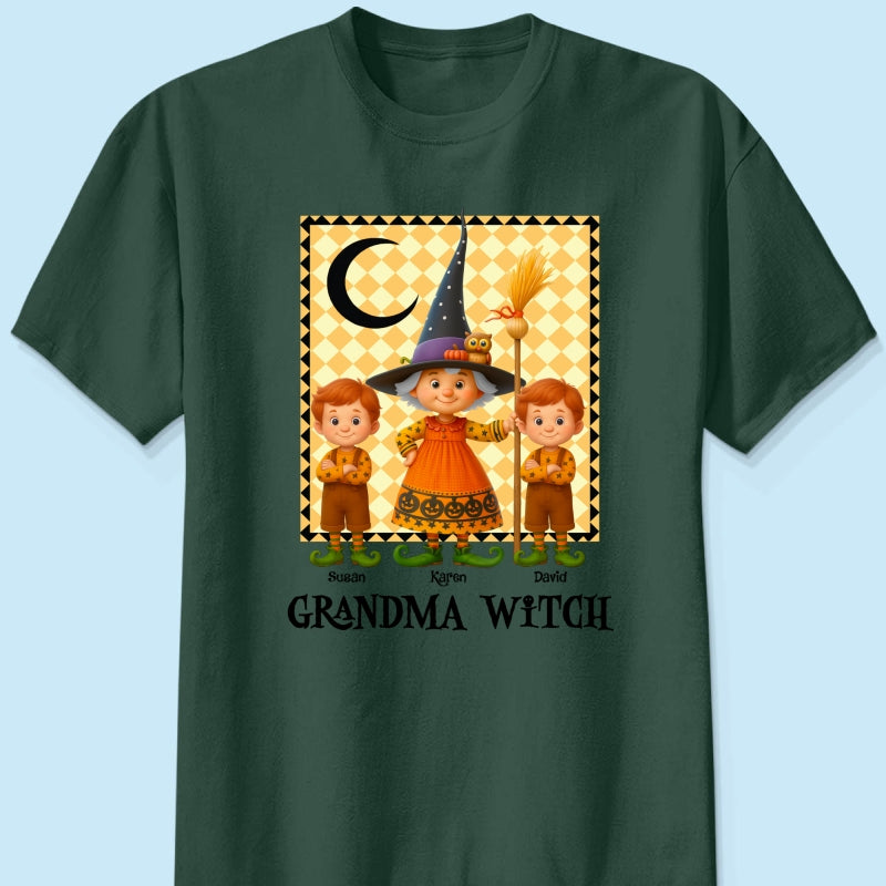 Grandma Witch & Cute Grandkids Personalized Sweatshirt, Halloween Cozy Fall Sweatshirt for Grandma