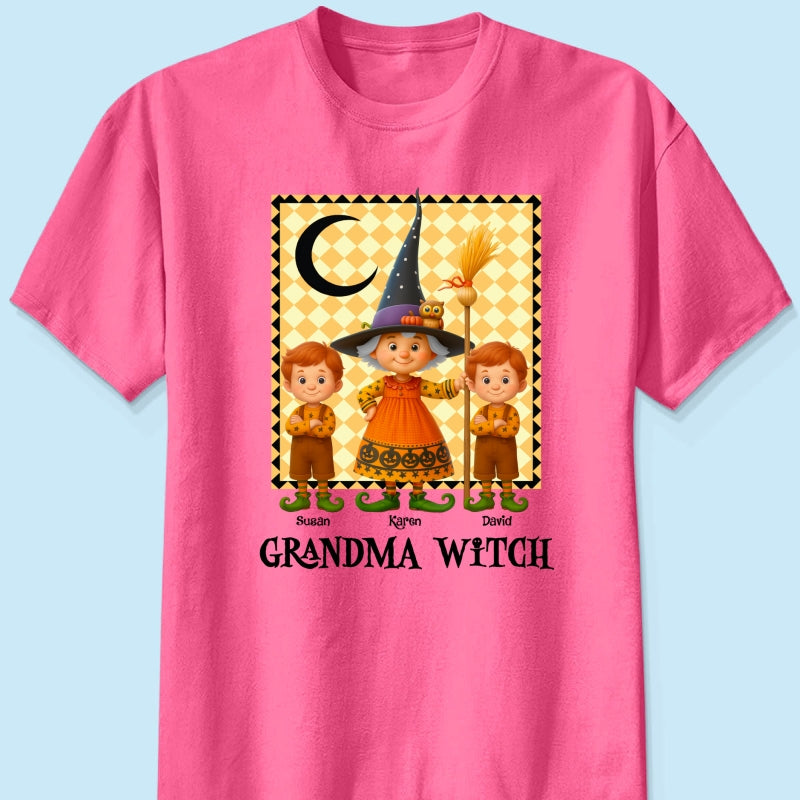 Grandma Witch & Cute Grandkids Personalized Sweatshirt, Halloween Cozy Fall Sweatshirt for Grandma