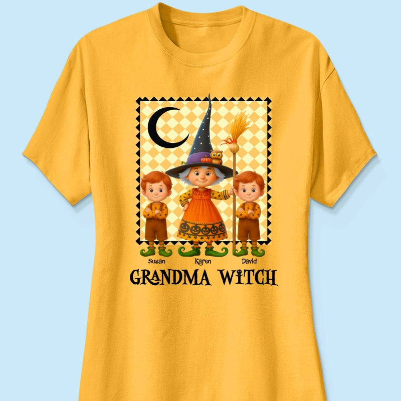 Grandma Witch & Cute Grandkids Personalized Sweatshirt, Halloween Cozy Fall Sweatshirt for Grandma