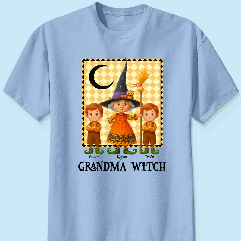 Grandma Witch & Cute Grandkids Personalized Sweatshirt, Halloween Cozy Fall Sweatshirt for Grandma