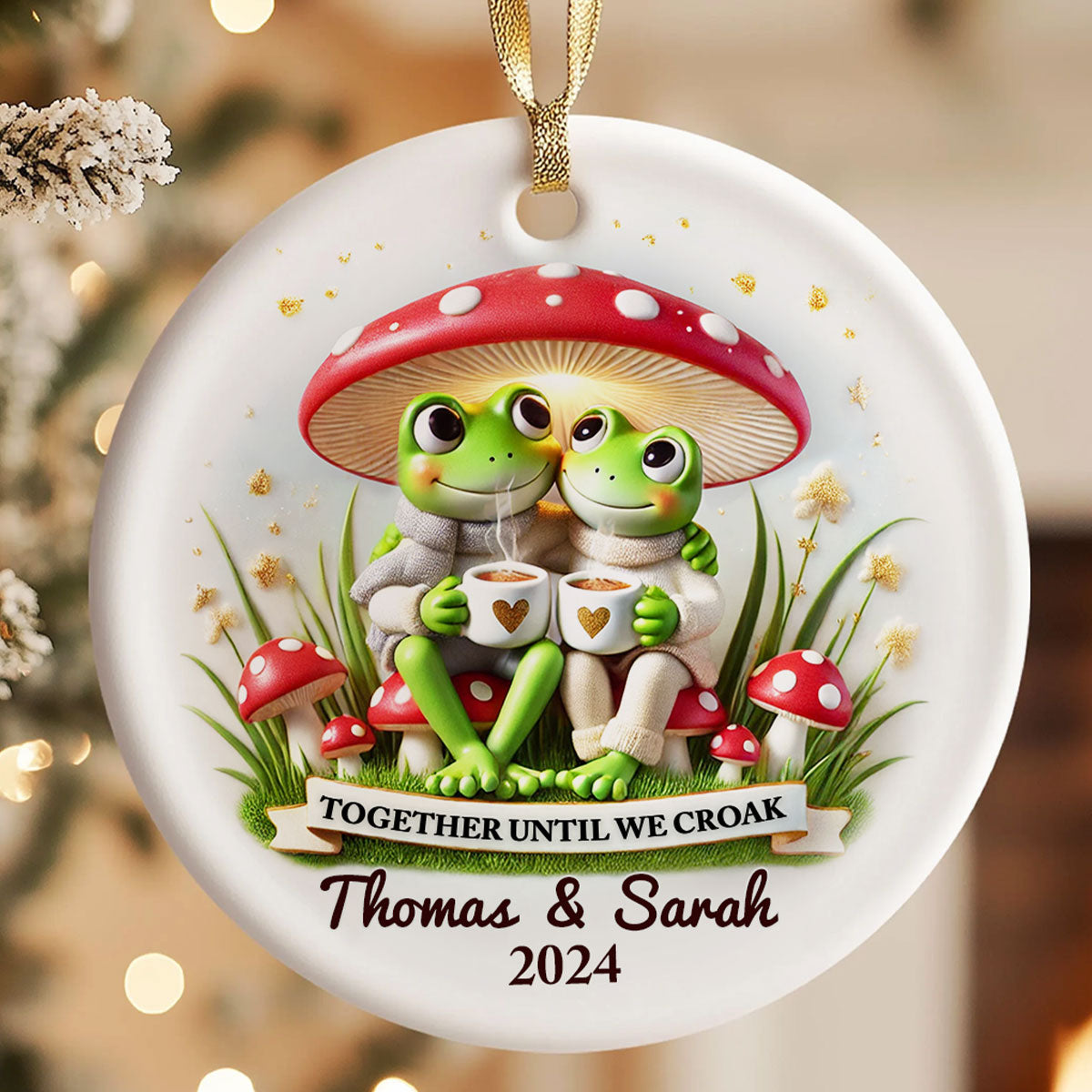 Together Until We Croak Couple Togetherness Keepsake 2D Flat Personalized Ceramic Ornament
