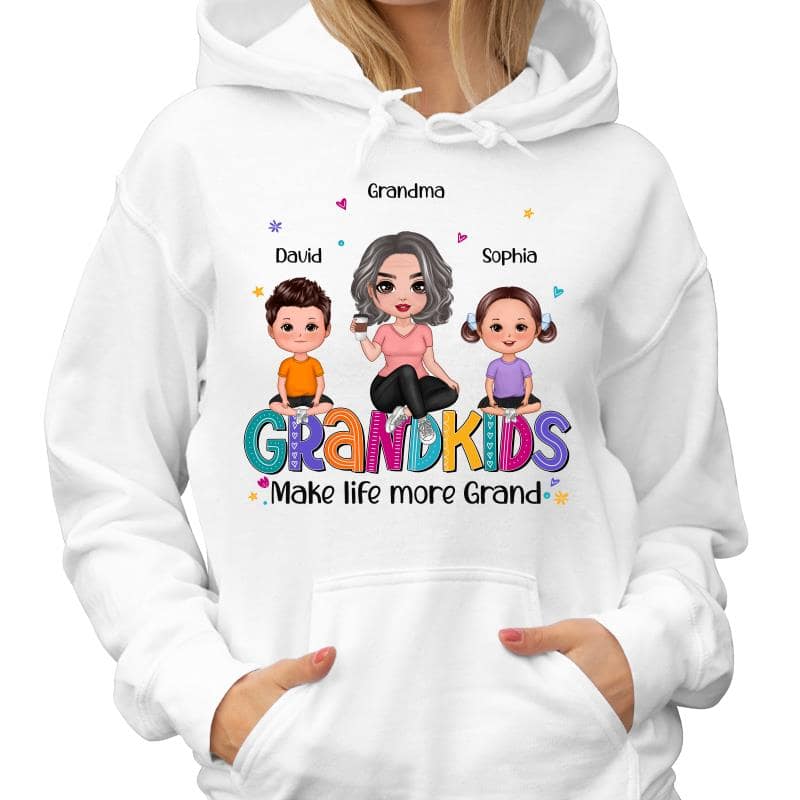 Grandma Grandkids Make Life Grand Sitting On Word Personalized Shirt