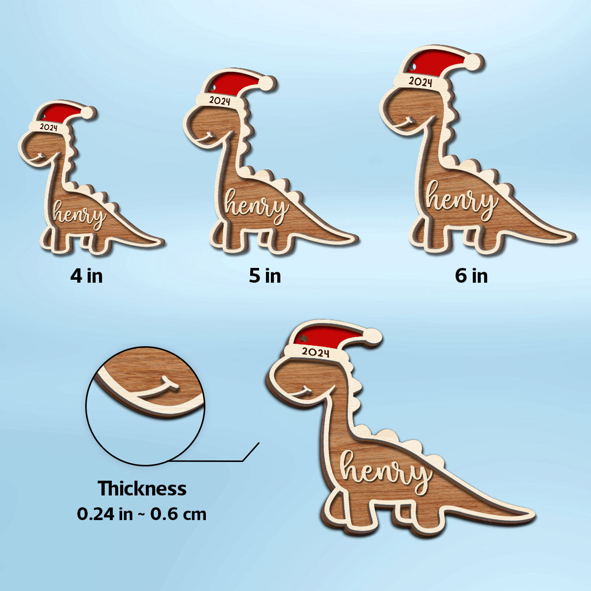 Have A Roaring Christmas Gift For Kid Dinosaur Personalized 2-Layer Wooden Ornament