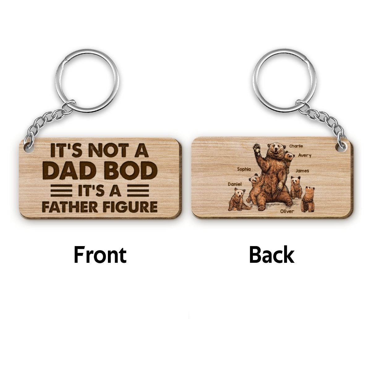 It‘s Not A Dad Bod Bear Family Personalized Wooden Keychain