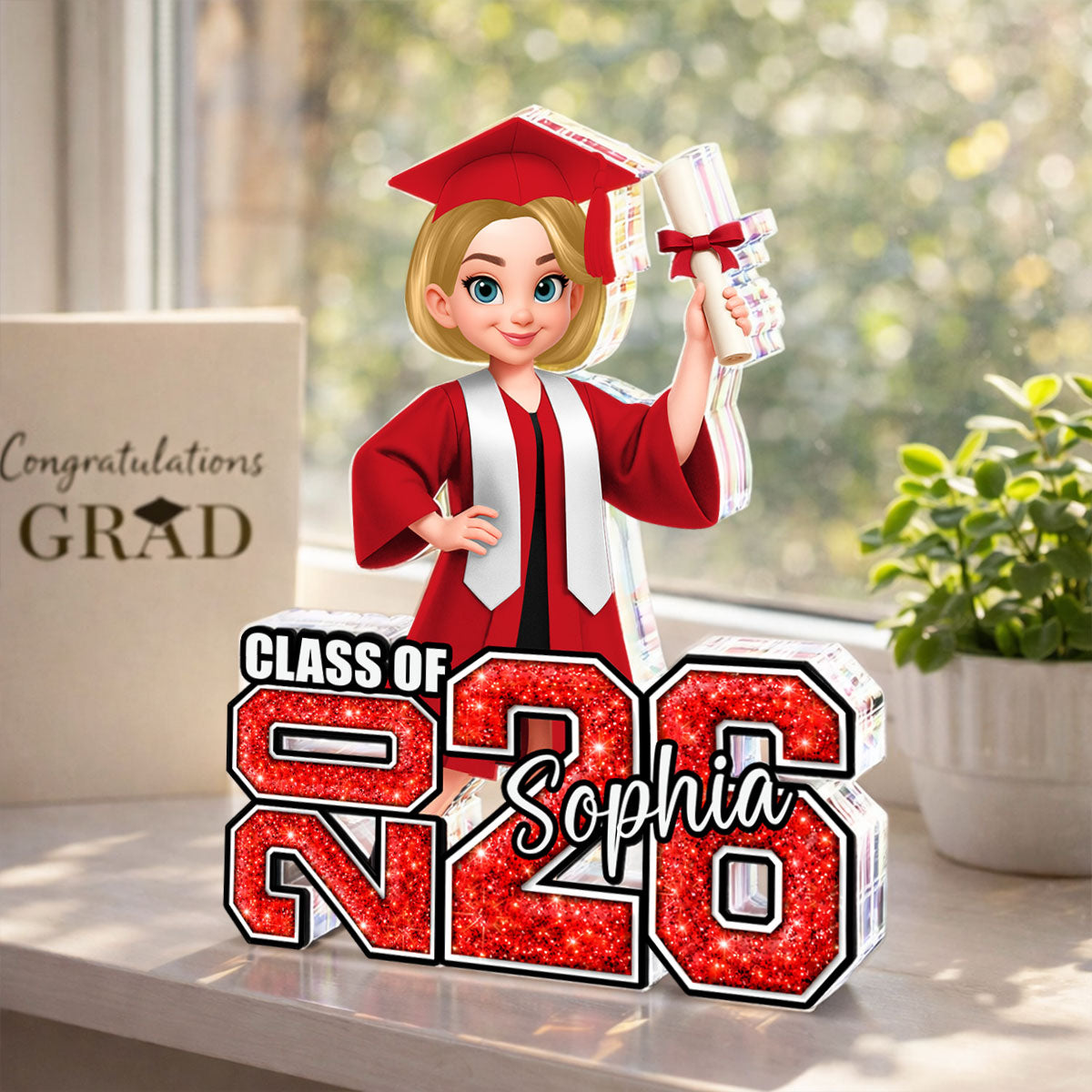 Senior Graduation Gift 2026 Glitter Effect - Personalized Acrylic Block Plaque - Graduation Gift For Seniors, Daughter, Son, Grandkids
