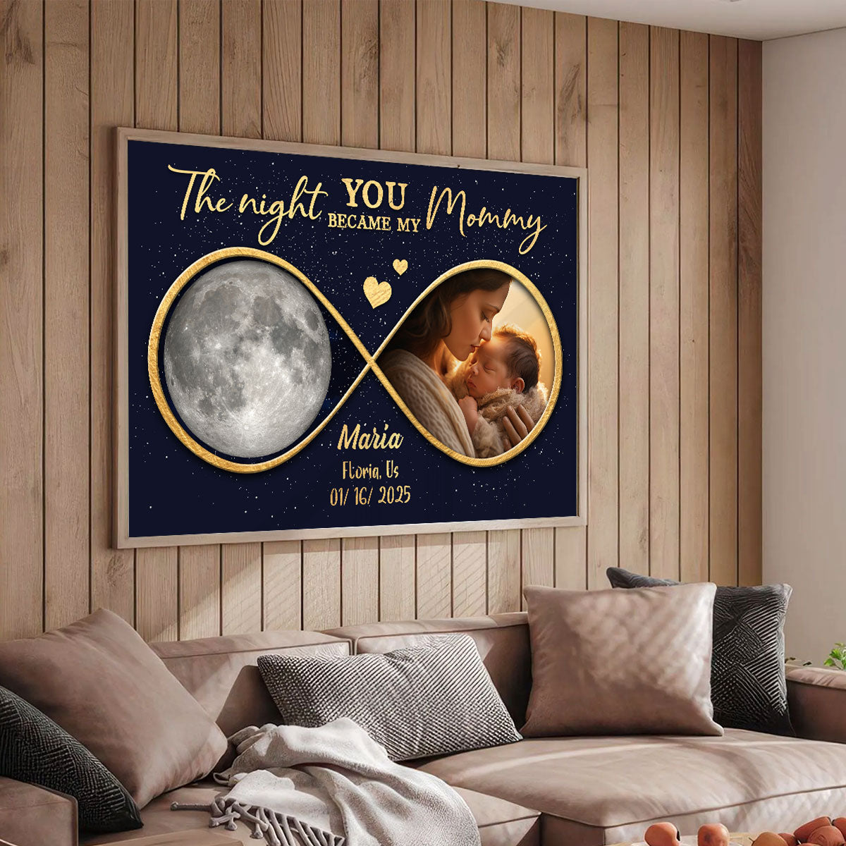Moon Phase The Night You Became My Mommy Personalized Poster
