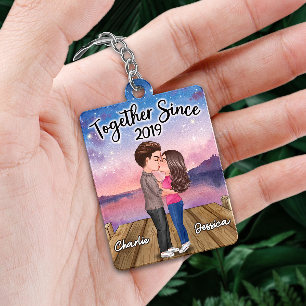 Couple Kissing In Purple Sunset Favorite Song QR Song Personalized Acrylic Keychain