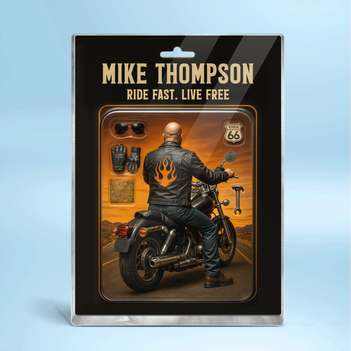 Biker Dad Grandpa Man Figure Style Personalized Acrylic Block Plaque