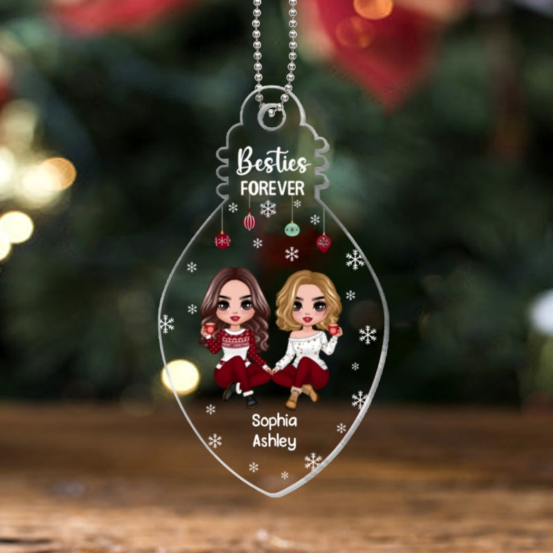 Doll Girls Christmas Gift For Besties Sisters Siblings Bulb Shaped Personalized Acrylic Ornament