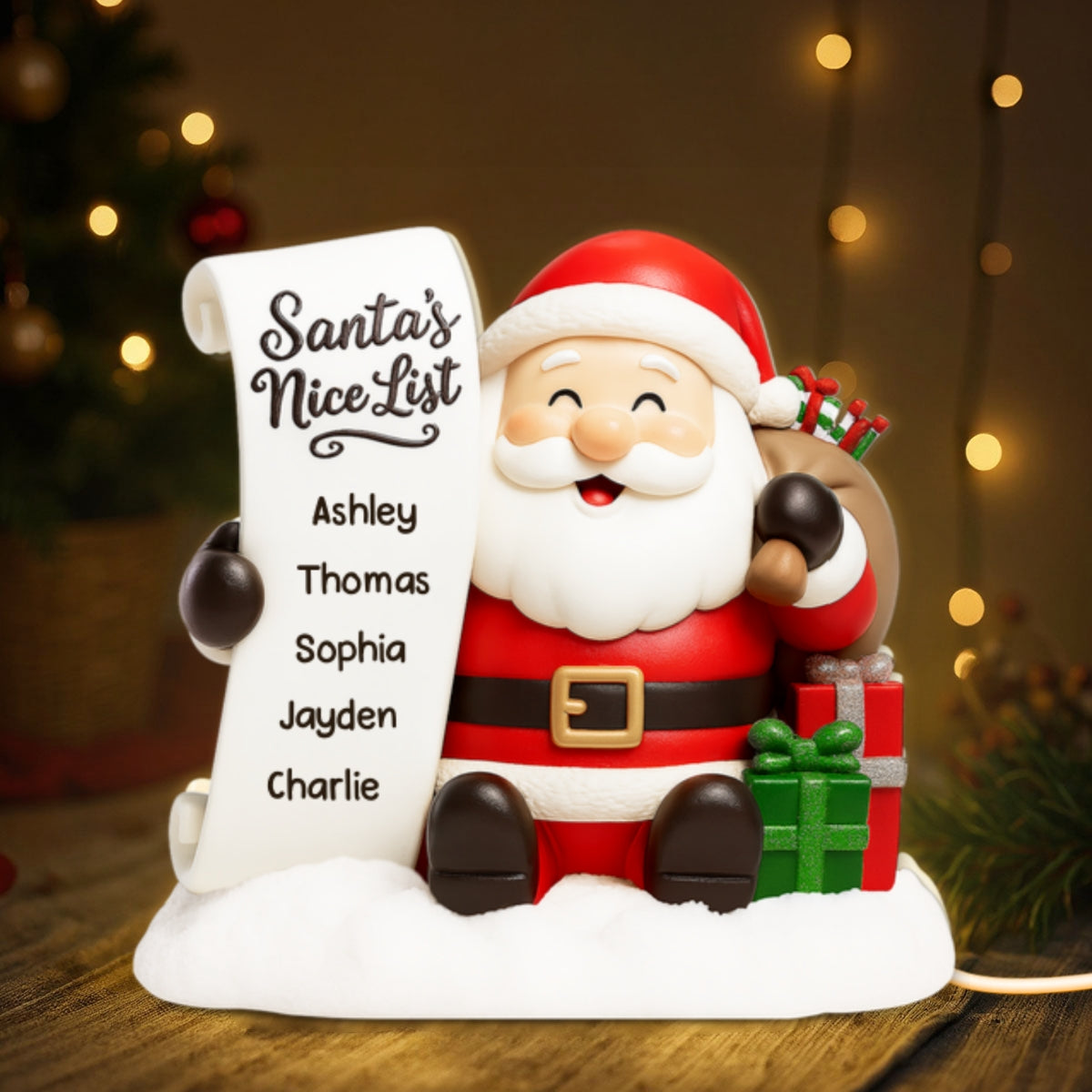 Santa's Nice List Kids' Names Family Christmas Decor - Personalized LED Light Box -Christmas Gift For Grandma, Grandpa, Family