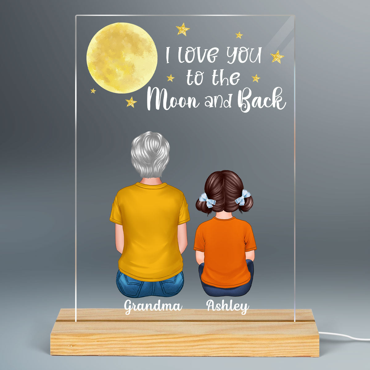 Grandma Grandkids Love To The Moon Personalized Plaque LED Night Light
