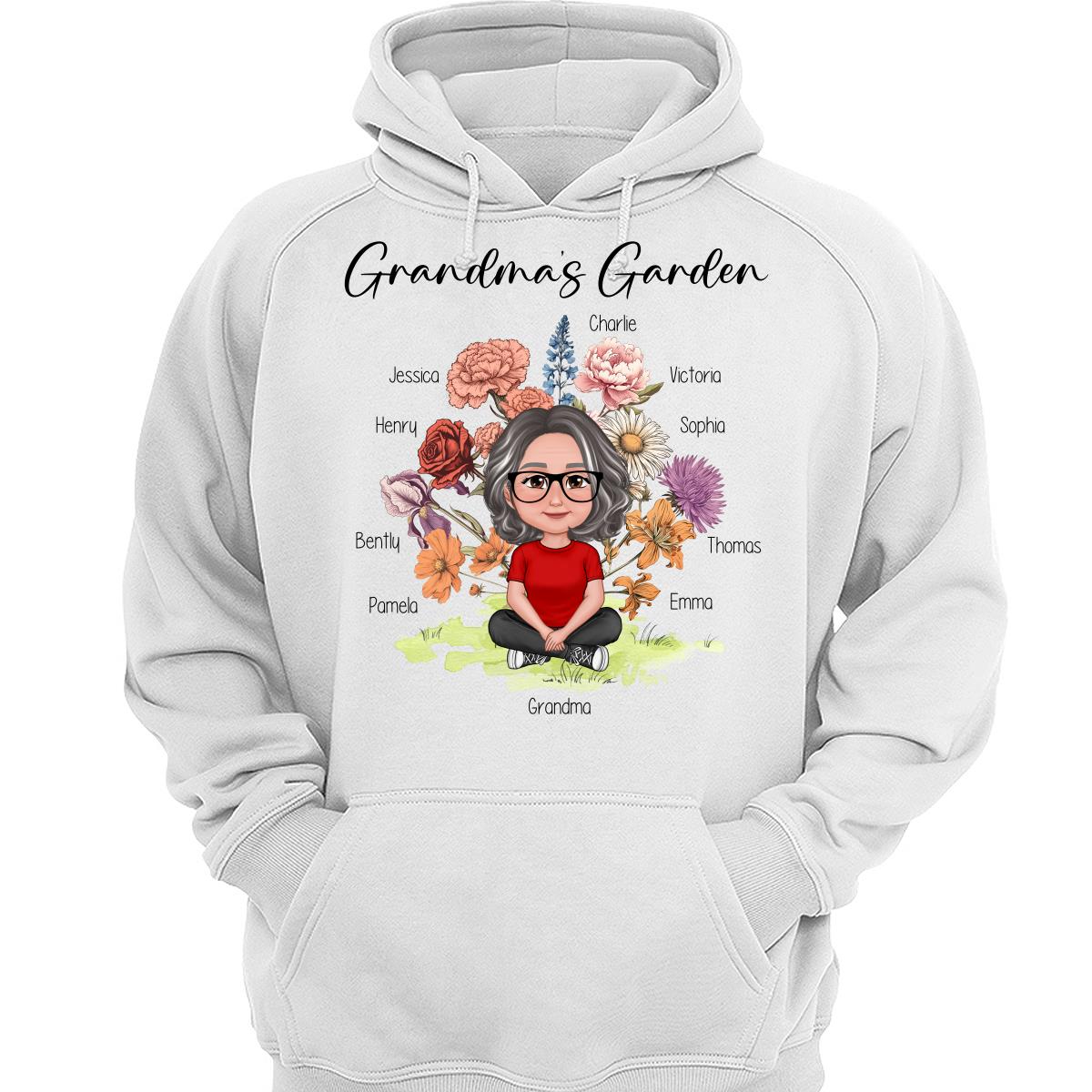 Grandma‘s Garden Crossed Legs Woman Grandkids Vintage Birth Flower Personalized Shirt