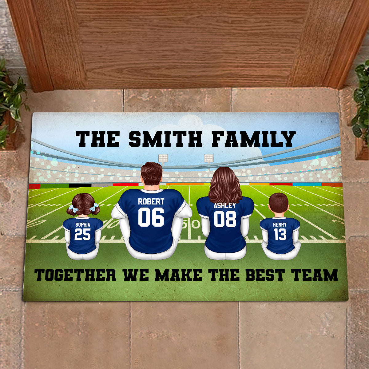 American Football Team Family Personalized Doormat