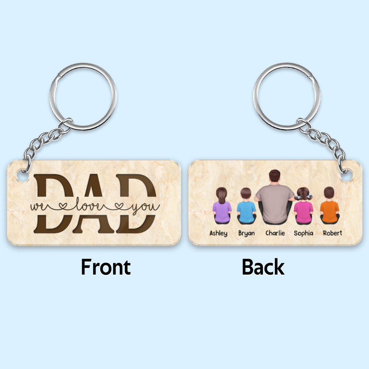 Best Dad Ever Back View Man Kids Dog Cat - Personalized Acrylic Keychain