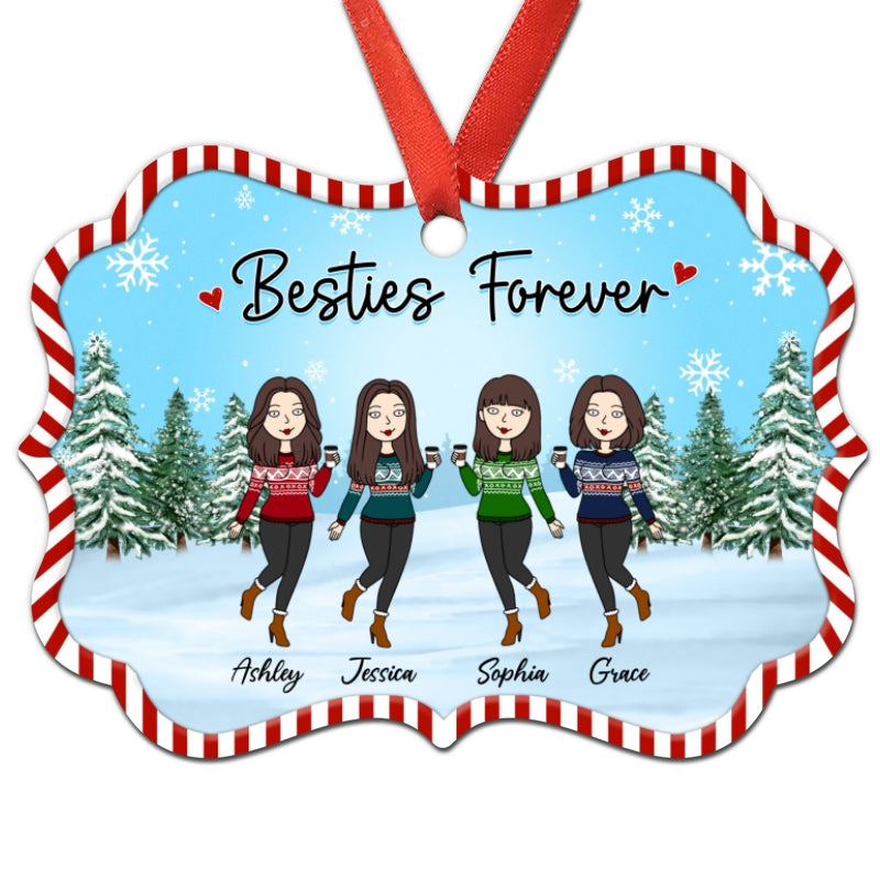 Candy Canes Frame Funny Besties Christmas Personalized Christmas Ornament