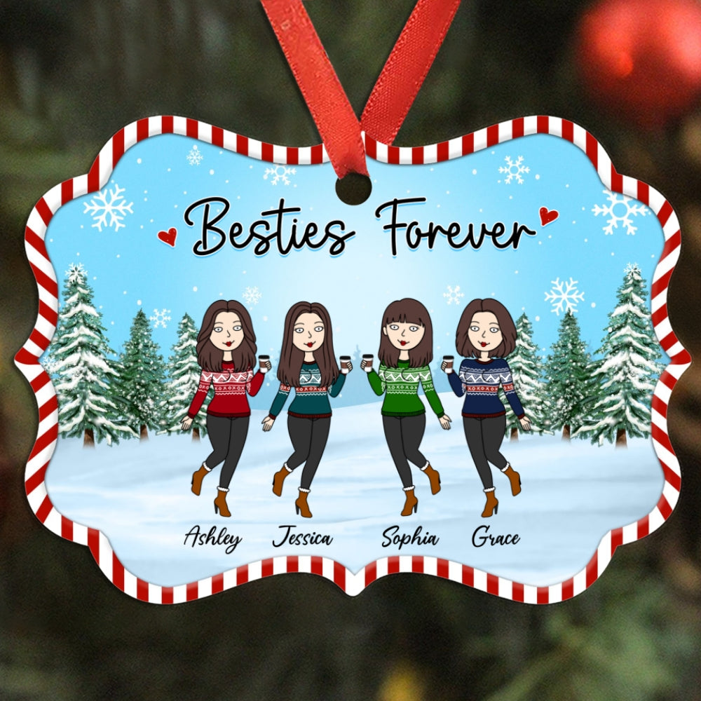 Candy Canes Frame Funny Besties Christmas Personalized Christmas Ornament