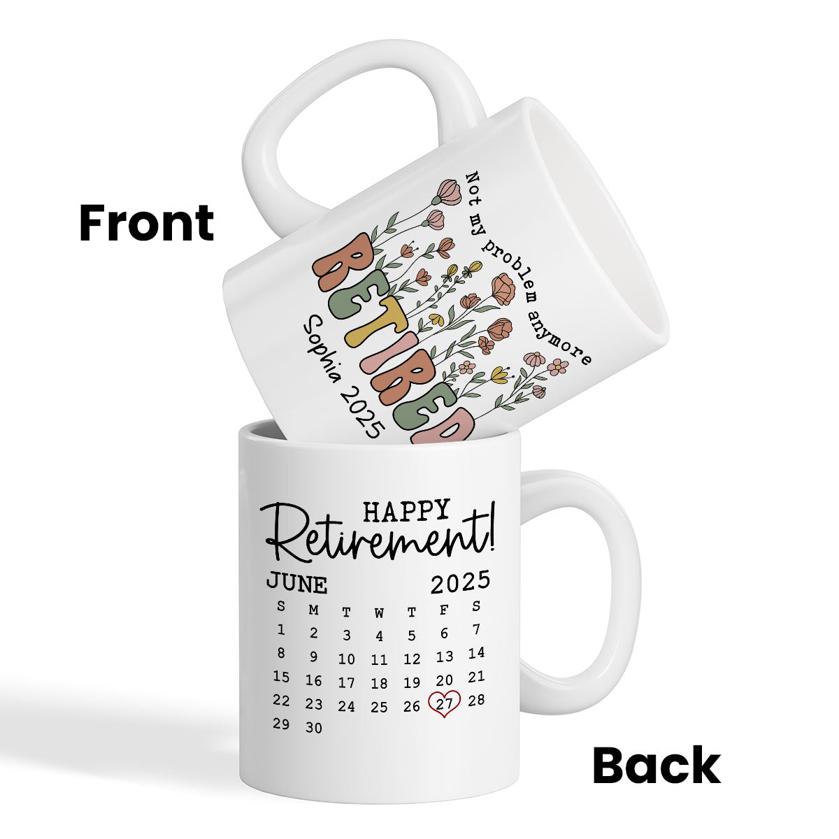 Not My Problem Anymore Retirement Gift Calendar Keepsake Personalized Mug, Farewell Good Luck Gift Coworker, Teacher, Nurse