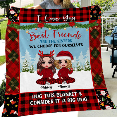 Doll Besties Christmas Gift For Best Friends Personalized Fleece Blanket