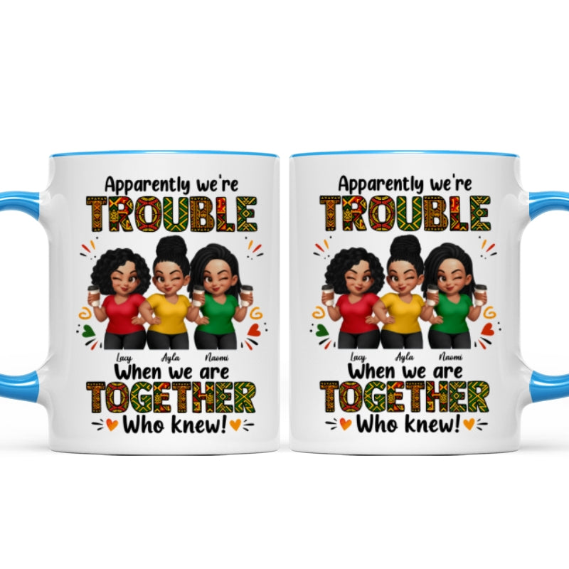 Tribal Pattern Besties Trouble Together - Personalized Mug - Birthday Gift, Gift For Best Friends