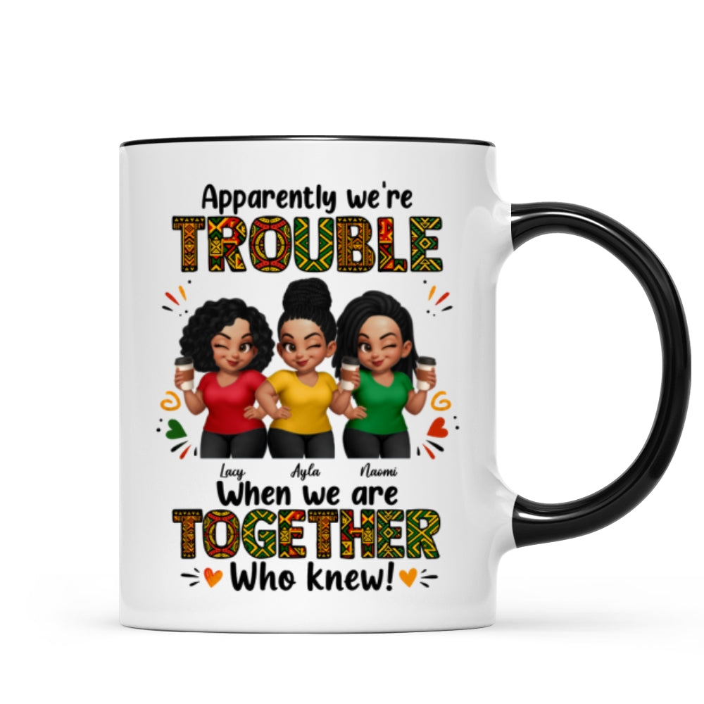 Tribal Pattern Besties Trouble Together - Personalized Mug - Birthday Gift, Gift For Best Friends