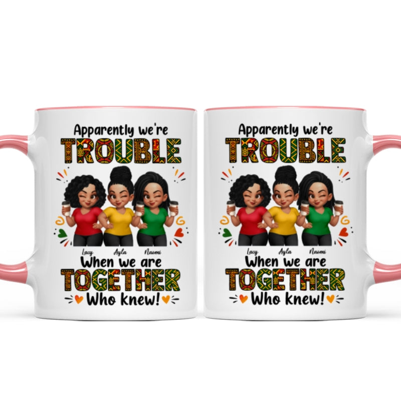 Tribal Pattern Besties Trouble Together - Personalized Mug - Birthday Gift, Gift For Best Friends