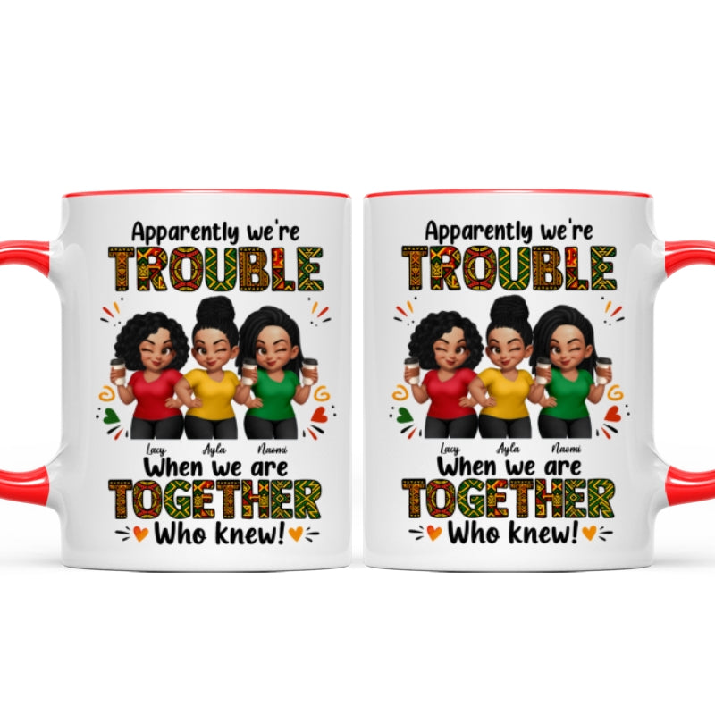 Tribal Pattern Besties Trouble Together - Personalized Mug - Birthday Gift, Gift For Best Friends