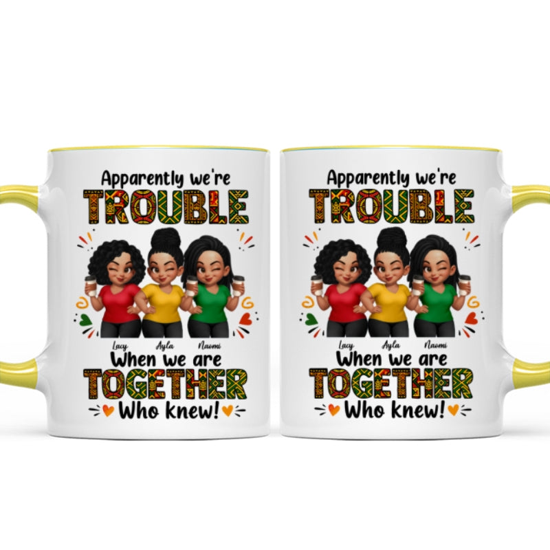 Tribal Pattern Besties Trouble Together - Personalized Mug - Birthday Gift, Gift For Best Friends