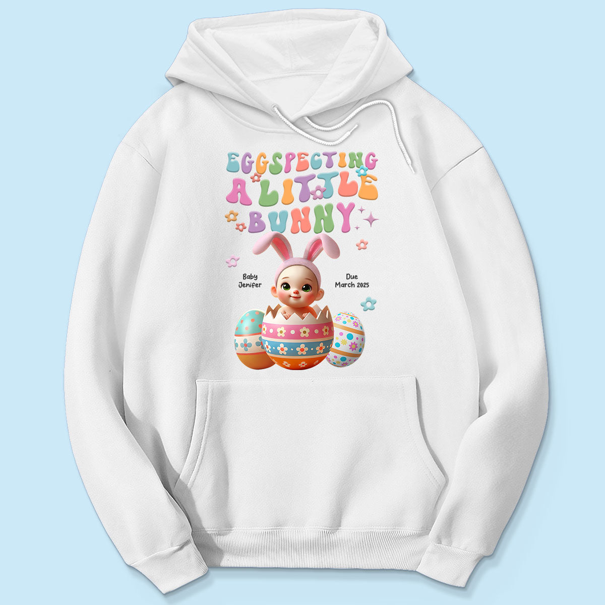 Eggspecting A Little Bunny Personalized Shirt, Easter Pregnancy Announcement, Easter Maternity Expecting Gift for Mom